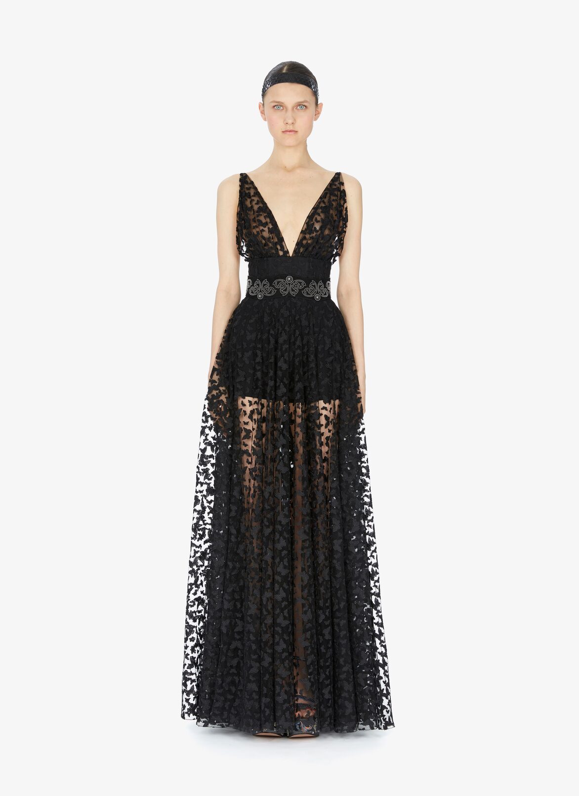 Embroidered Tulle Butterfly Dress ALAÏA BLACK/BLACK EMBROIDERED TULLE BUTTERFLY DRESS